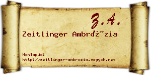 Zeitlinger Ambrózia névjegykártya